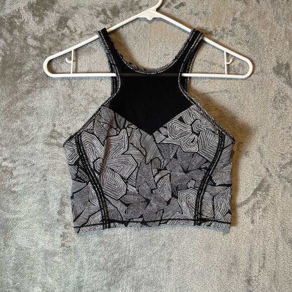 Lululemon Sz 6 Get It Om Bra Mini Dottie Tribe White Black Sports Bra Women's - Picture 2 of 5